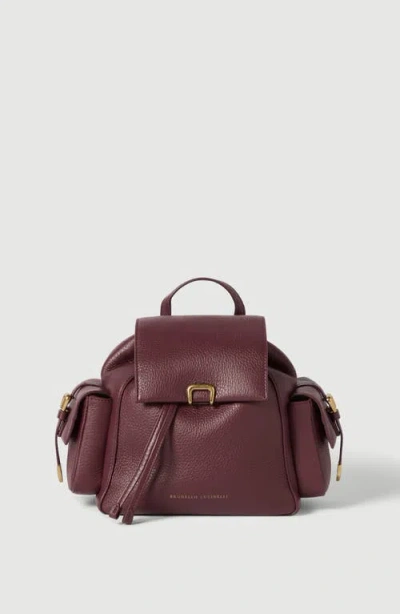 Brunello Cucinelli Deerskin Sartorial Backpack In Burgundy