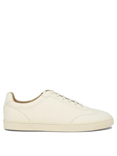 Brunello Cucinelli Deerskin Trainers With Latex Sole In White