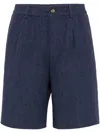 Brunello Cucinelli Linen Bermuda Shorts In Blue