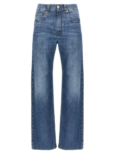 Brunello Cucinelli Delavé Finish Straight Leg Jeans In Blue