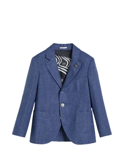 Brunello Cucinelli Kids' Délave Linen Blazer In Blue