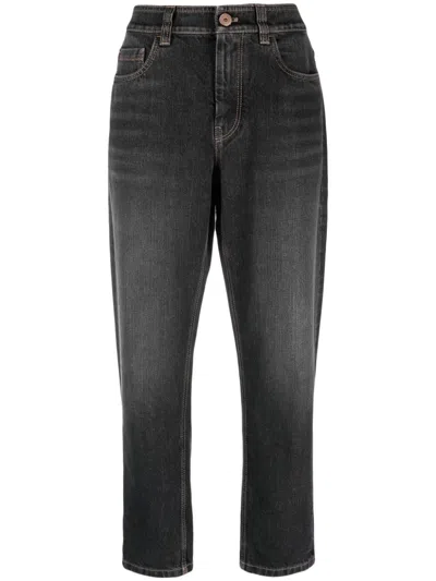 Brunello Cucinelli Denim Baggy Jeans In Gray