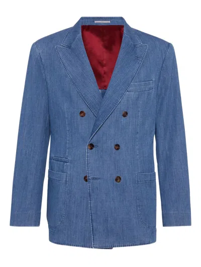 Brunello Cucinelli Denim Blazer In Blue