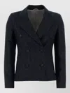 Brunello Cucinelli Denim Blazer Double Breasted Structured Shoulders In Blue