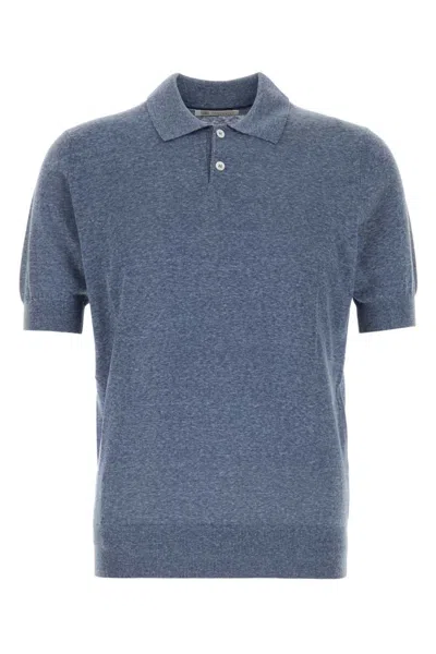 Brunello Cucinelli Denim Blue Logo Polo