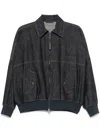 Brunello Cucinelli Denim-effect Twill Bomber Jacket With Shiny Zip
