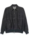Brunello Cucinelli Denim-effect Twill Bomber Jacket With Shiny Zip In 蓝色