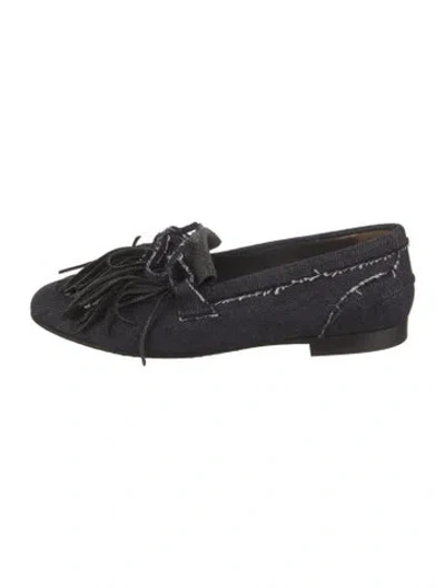 Pre-owned Brunello Cucinelli Denim Bow Accents Loafers In Blue