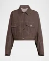 Brunello Cucinelli Jacket With Monili In Chocolate
