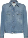 Brunello Cucinelli Blue Denim Cotton Jacket In Clear Blue