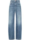 Brunello Cucinelli Wide-leg Blue Jeans With Whiskering Effect And Classic Five-pocket Design In Blue