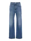 Brunello Cucinelli Blue Jeans With Logo Patch On The Rear And Faded Effect In Blue