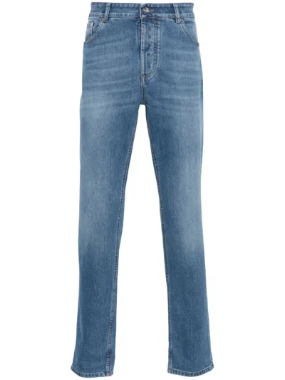 Brunello Cucinelli Men Denim Cotton Jeans In Clear Blue