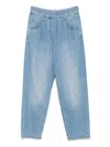 Brunello Cucinelli Elasticated Waistband Denim Trousers With Rivet Detailing In Blue