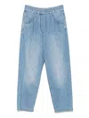 Brunello Cucinelli Elasticated Waistband Denim Trousers With Rivet Detailing In Blue