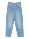 Brunello Cucinelli Elasticated Waistband Denim Trousers With Rivet Detailing In Blue