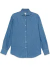 Brunello Cucinelli Men's Denim Cotton Shirt In Blue