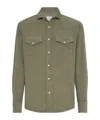Brunello Cucinelli Cotton-needlecord Western Shirt In Green