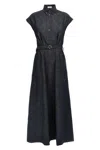 Brunello Cucinelli Belted Midi Denim Dress