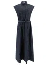 Brunello Cucinelli Belted Midi Denim Dress