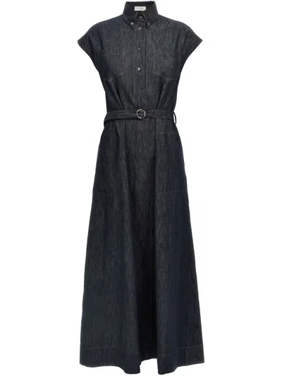 Brunello Cucinelli Denim Dress In Blue