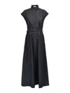 Brunello Cucinelli Denim Chemisier Long Dress In Blue