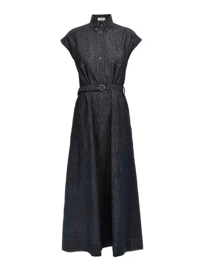 BRUNELLO CUCINELLI VESTIDO LARGO - AZUL