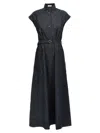 Brunello Cucinelli Denim-effect Twill Maxi Dress With Monili Detailing