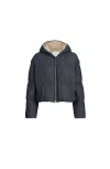 Brunello Cucinelli Denim-effect Twill Down Jacket In Gray