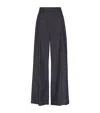Brunello Cucinelli Cotton Wide Leg Denim Effect Pants In Blue In Blue