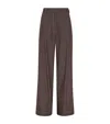 Brunello Cucinelli Cotton Wide Leg Denim Effect Pants In Brown In Brown