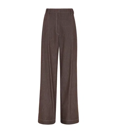 BRUNELLO CUCINELLI DENIM-EFFECT WIDE-LEG TROUSERS