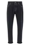 Brunello Cucinelli Rolled Cuff Five-pocket Denim Trousers In Black