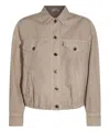 Brunello Cucinelli Linen-blend Denim Jacket In Beige