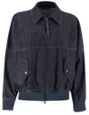 Brunello Cucinelli Denim-effect Twill Bomber Jacket With Shiny Zip In Denim Blu