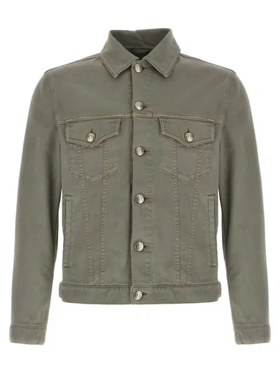 Brunello Cucinelli Denim Jacket Puffer Jackets Gray In Green