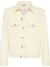 Brunello Cucinelli Button-up Leather Jacket In Nude