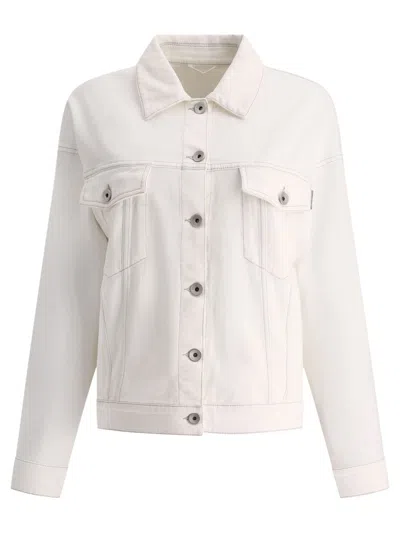 Brunello Cucinelli Buttoned Denim Jacket In White