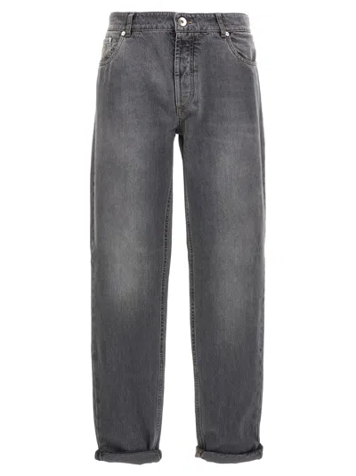 Brunello Cucinelli Denim Jeans In Medium Gray Denim