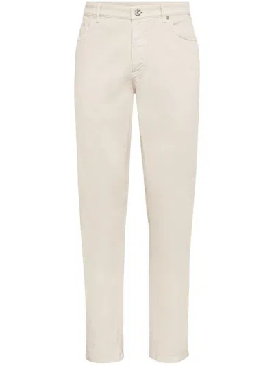 Brunello Cucinelli Straight-leg Stretch-cotton Trousers In Beige