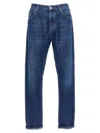 Brunello Cucinelli Denim Jeans With Belt Loops And Contrast Stitching In Blue