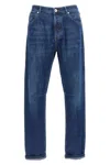 Brunello Cucinelli Denim Jeans With Belt Loops And Contrast Stitching In Blue