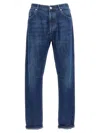 Brunello Cucinelli Denim Jeans With Belt Loops And Contrast Stitching In Blue