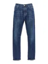 Brunello Cucinelli Denim Jeans With Belt Loops And Contrast Stitching In Blue