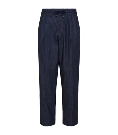 Brunello Cucinelli Denim Leisure Trousers In Blue