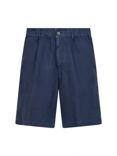 Brunello Cucinelli Men Denim Linen Gabardine Bermuda Shorts In Multi