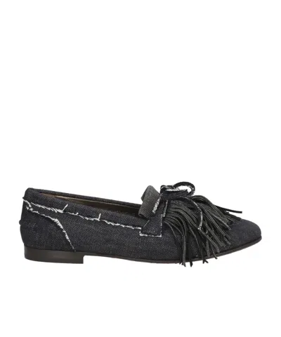 Brunello Cucinelli Denim Loafers In White