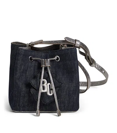 Brunello Cucinelli Kids' Denim Logo Patch Bucket Bag In Blue