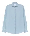 Brunello Cucinelli Denim Shirt With Long Sleeves And Curved Hem In Blue