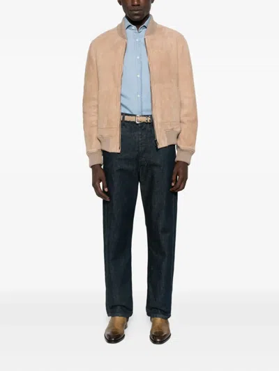 Brunello Cucinelli Denim Long-sleeved Shirt In Neutral